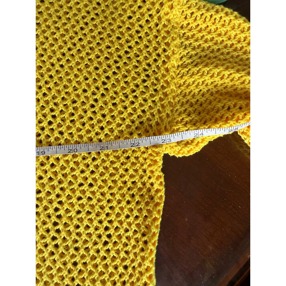 Yellow Open Knit XXL Lightweight Hooded Pullover Sheer Mesh Beach Cover Up - Picture 6 of 7